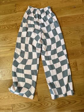 Target Wide-Leg Checkerboard Pants in Light Pink and Gray